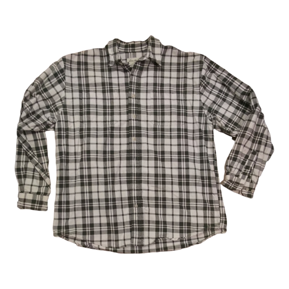 Vintage Eddie Bauer Plaid Flannel Long Sleeve Shirt Button Up. Men's XL Tall